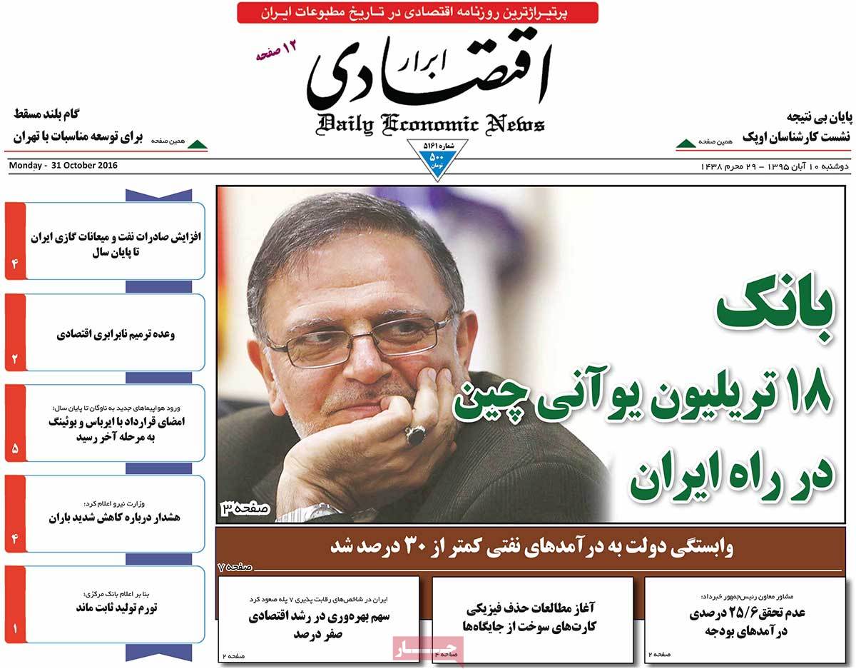 A Look at Iranian Newspaper Front Pages on October 31